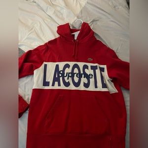 Supreme X Lacoste logo hoodie in Red.